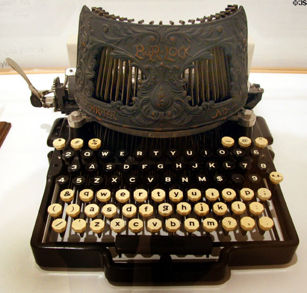 Bar-Lock 4 typewriter (1892) by Columbia Typewriter Co., NY at Royal Ontario Museum. Toronto, ON.