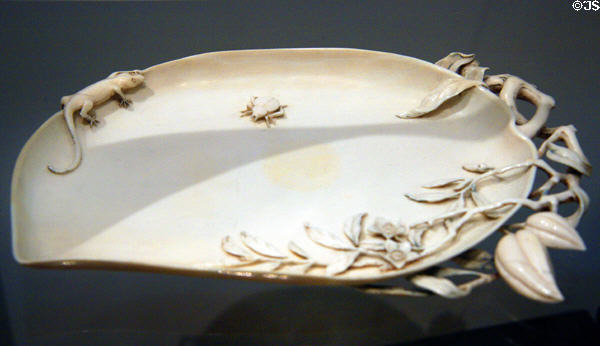 Ivory tray with lizard & bug (c1750-1850 - Qing dynasty) at Royal Ontario Museum. Toronto, ON.