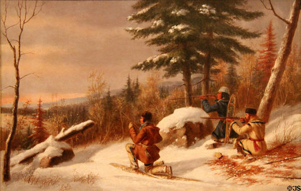 The Hunters - Early Winter painting (c1863) by Cornelius Krieghoff at Art Gallery of Ontario. Toronto, ON.