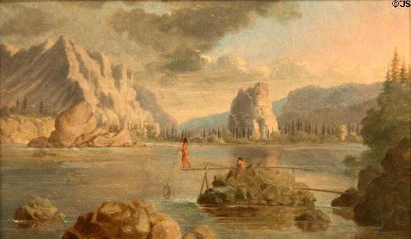 Below the Cascades, Columbia River with Indian Fishing painting (1846) by Paul Kane at Art Gallery of Ontario. Toronto, ON.