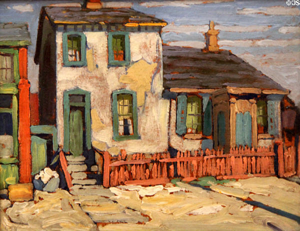In the Ward, Toronto painting on board (1917) by Lawren Harris at Art Gallery of Ontario. Toronto, ON.
