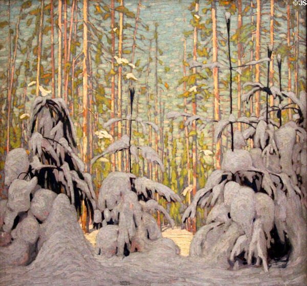 Winter Woods painting (1915) by Lawren Harris at Art Gallery of Ontario. Toronto, ON.