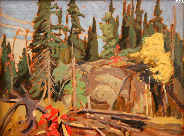 Algoma Sketch, Autumn painting on board (c1920) by Lawren Harris at Art Gallery of Ontario. Toronto, ON.