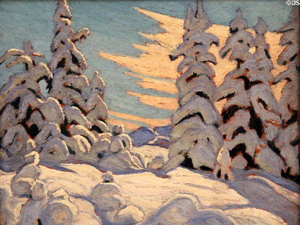 Trees & Snow painting (1924) by Lawren Harris at Art Gallery of Ontario. Toronto, ON.