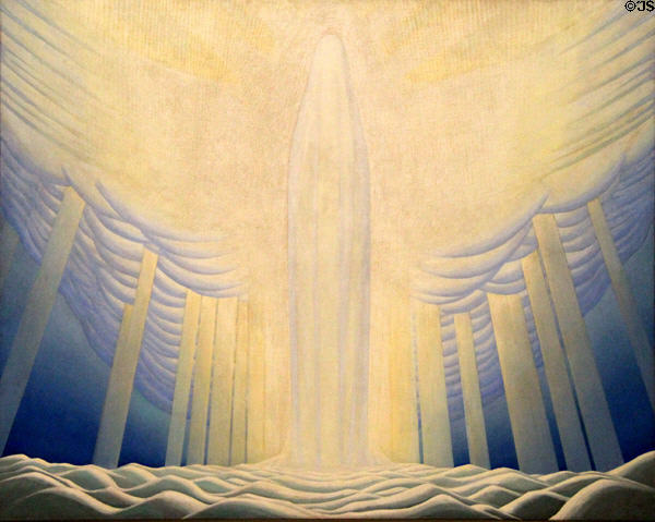 Figure with Rays of Light (Arctic Group III) painting (c1927) by Lawren Harris at Art Gallery of Ontario. Toronto, ON.