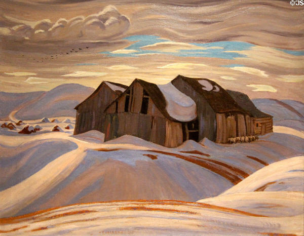 Canadian Barn in Snow painting (c1926) by A.Y. Jackson at Art Gallery of Ontario. Toronto, ON.