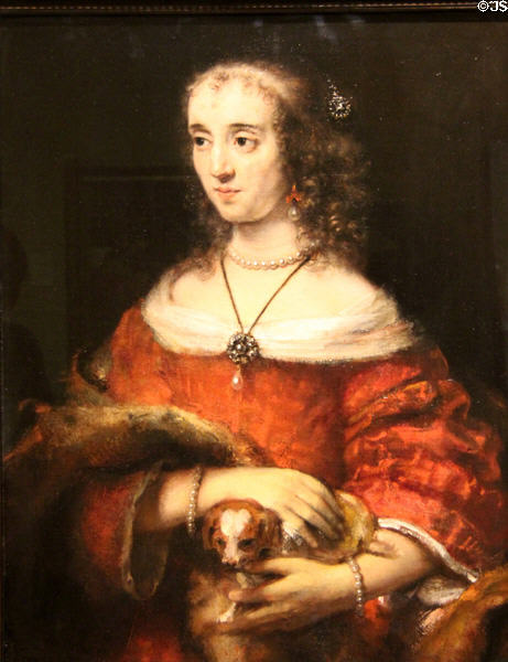 Portrait of lady with lap dog (c1665) by Rembrandt van Rijn at Art Gallery of Ontario. Toronto, ON.