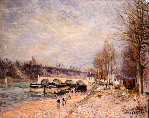 View of Saint-Mammès: Grey Weather painting (1884) by Alfred Sisley at Art Gallery of Ontario. Toronto, ON.
