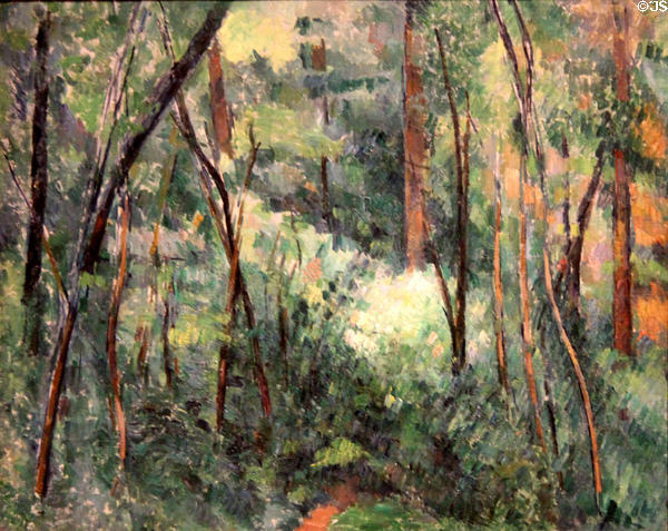 Interior of a forest painting (c1885) by Paul Cézanne at Art Gallery of Ontario. Toronto, ON.