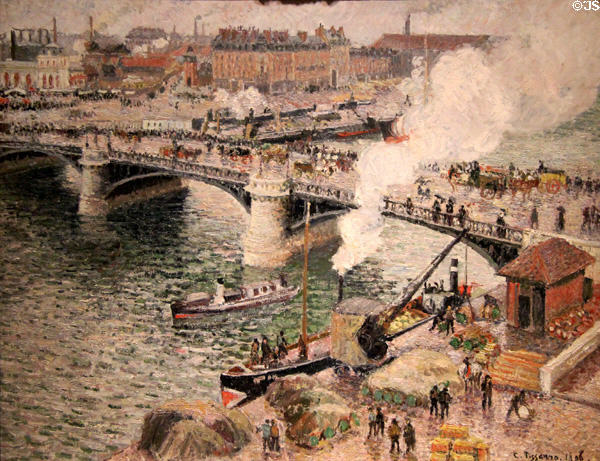 Pont Boïeldieu in Rouen, Damp Weather painting (1896) by Camille Pissarro at Art Gallery of Ontario. Toronto, ON.