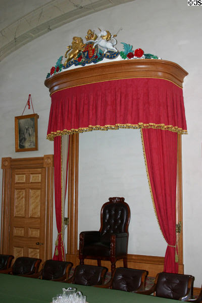 Throne of Queen's representative in upper chamber of Province House. Charlottetown, PE.