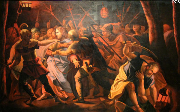 Arrest of Christ painting (1839) by Antoine Plamondon from Quebec at Montreal Museum of Fine Arts. Montreal, QC.