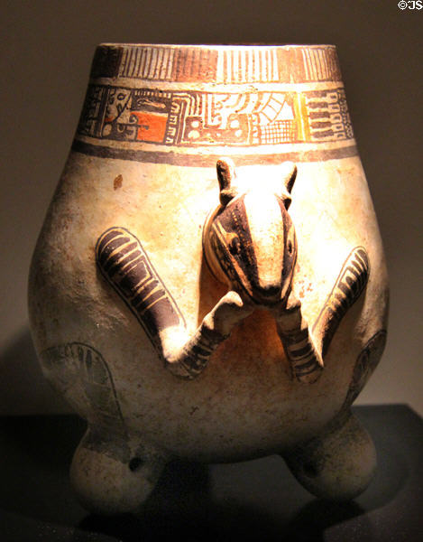 Nicoya-Guanacaste culture ceramic tripod zoomorphic vessel (1200-1400) from Costa Rica at Montreal Museum of Fine Arts. Montreal, QC.