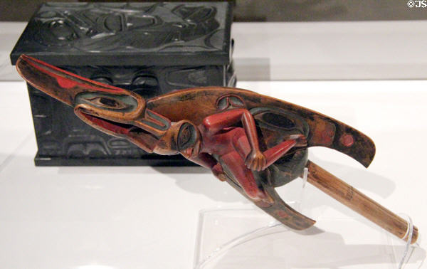 Tsimshian culture raven rattle (c1870) from British Columbia at Montreal Museum of Fine Arts. Montreal, QC.