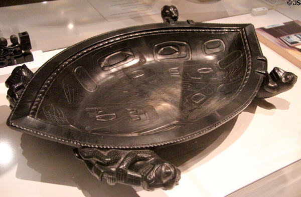 Haida argillite platter (c1890) from Haida Gwaii (Queen Charlotte Islands) at Montreal Museum of Fine Arts. Montreal, QC.