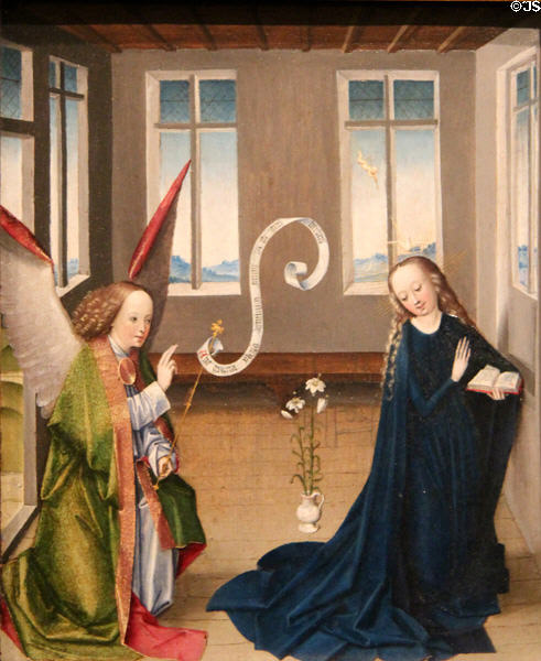 Annunciation painting (15thC) attrib. Master of Liesborn from Westphalia at Montreal Museum of Fine Arts. Montreal, QC.