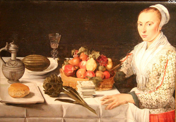 Young Girl with Still Life painting (c1620) attrib. Floris van Schooten at Montreal Museum of Fine Arts. Montreal, QC.