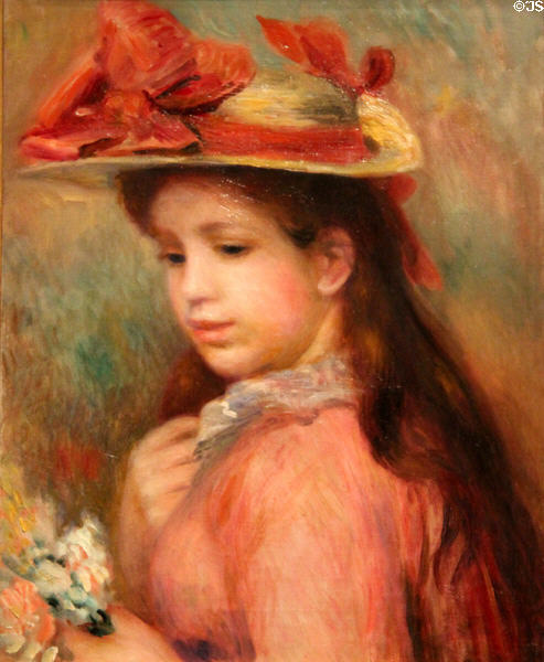 Young Girl with a Hat painting (c1890) by Auguste Renoir at Montreal Museum of Fine Arts. Montreal, QC.