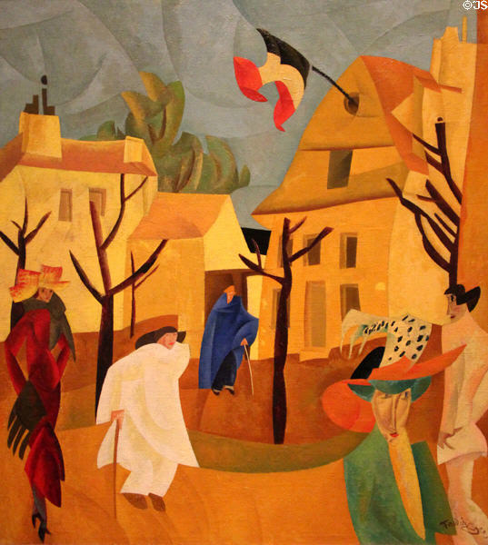 Yellow Street 11 painting (1918) by Lyonel Feininger at Montreal Museum of Fine Arts. Montreal, QC.