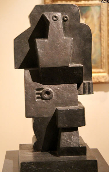 Man with Guitar bronze sculpture (1920) by Jacques Lipchitz at Montreal Museum of Fine Arts. Montreal, QC.