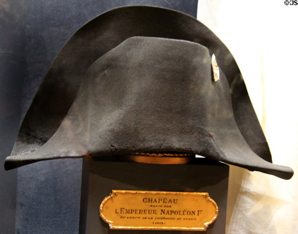 Napoleon's hat from Russian Campaign (c1812) at Montreal Museum of Fine Arts. Montreal, QC.