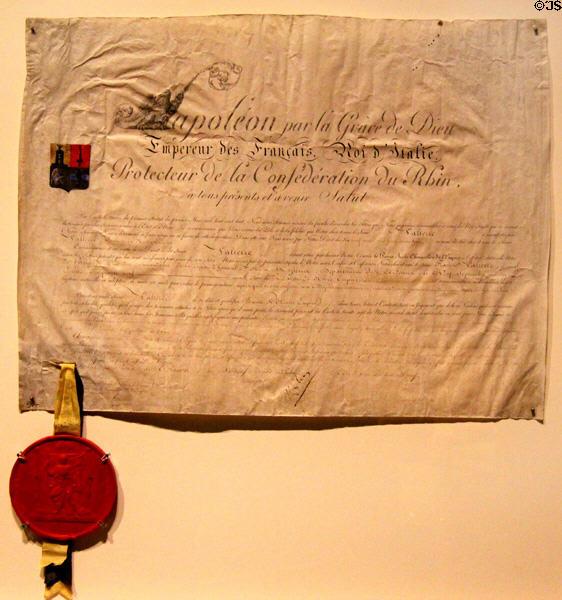 Letter Patent of Ennoblement signed by Napoleon I (1809) at Montreal Museum of Fine Arts. Montreal, QC.