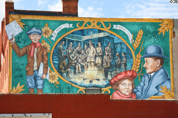 One of many murals decorating buildings of Moose Jaw. Moose Jaw, SK.