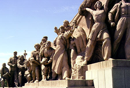 Revolutionary sculpture in Tiananmen Square near Mao's Mausoleum in Beijing. China.