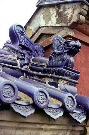 Detail of roof tiles from Temple of Heaven, Beijing. China.