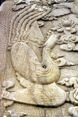 Detail of Phoenix relief from Temple of Heaven in Beijing. China.