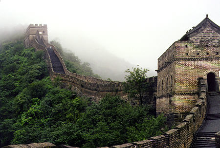 Great Wall of China in forests of Mutianyu. China.