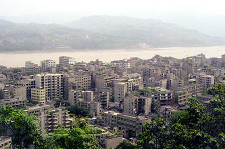 Overview of the ghost city of Fengdu on Yangtze (Yangtse) River. China.