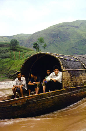 Local boat at three small gorges of Yangtze (Yangtse) River. China.