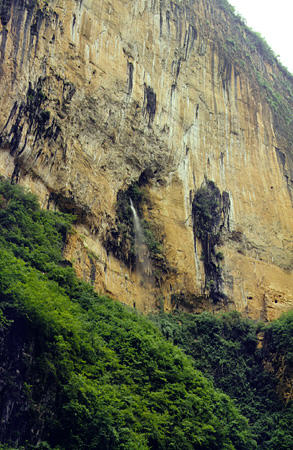 Rock face of three small gorges along Yangtze (Yangtse) River. China.