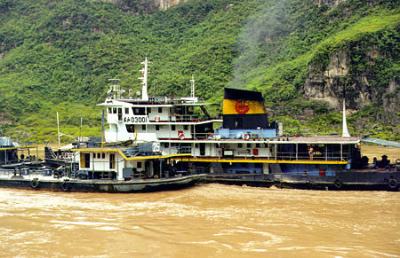 River traffic on Yangtze (Yangtse) just past Wushan. China.