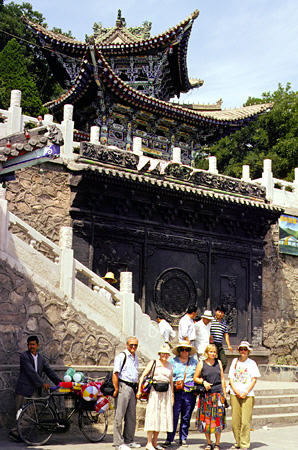 White stone Buddhist shrine in White Pagoda Hill Park, Lanzhou. China.
