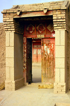 Doorway in Lanzhou country village. China.