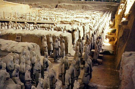 Masses of statues buried in the Qin Tombs in Xi'an. China.