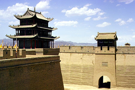 Jiayuguan Fort, the terminus of the Great Wall of China.