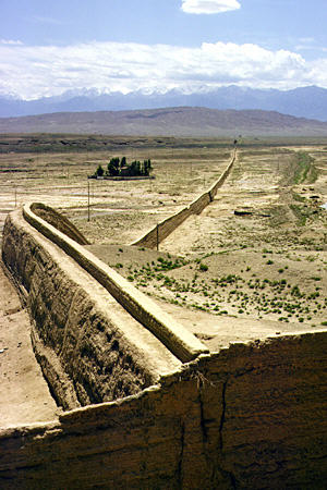 Great Wall of China seen from Jiayuguan Fort. China.