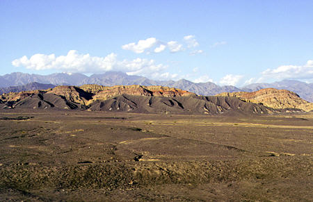 Mountains in the distance show some variety in color between Turpan and Dunhuang. China.