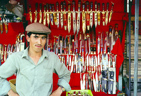 Knife vendor in Urumqi. China.