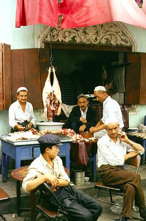 Meat shop in Kashgar. China.