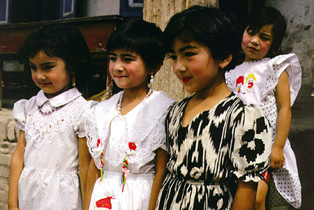 Girls from the school of minorities in Kashgar. China.