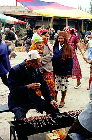 Shish kabob from Sunday market, Kashgar. China.