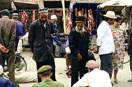 Browsing through the Sunday market, Kashgar. China.
