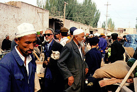 Crowds during the Sunday market, Kashgar. China.
