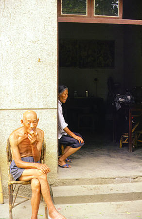Elders of a family in a Hangzhou tea-growing village. China.