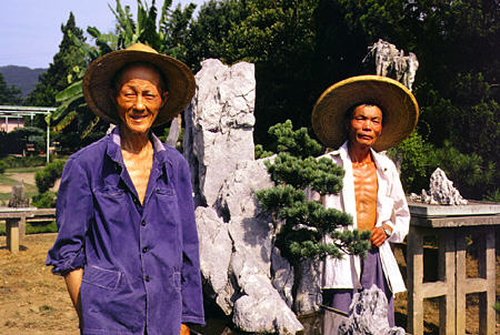 Bonsai growing men in Hangzhou. China.