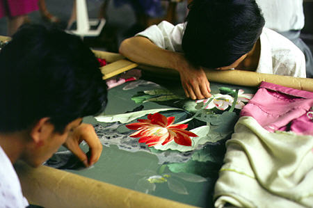 Workers at an embroidery factory in Chengdu. China.